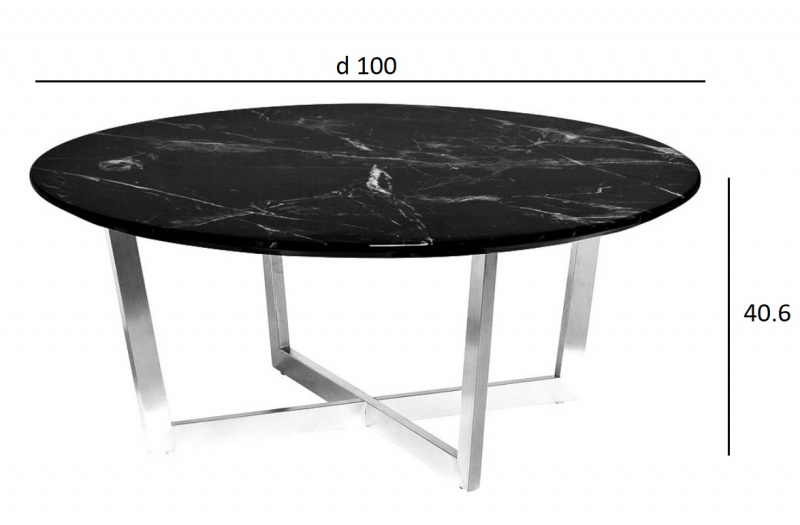 33FS-CT2029-BS Стол журнальный Черный (Nero) d100х40,6 см