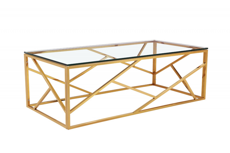 GY-CT2051214GOLD Стол журнальный прозр.стекло/золото 60*120*40см