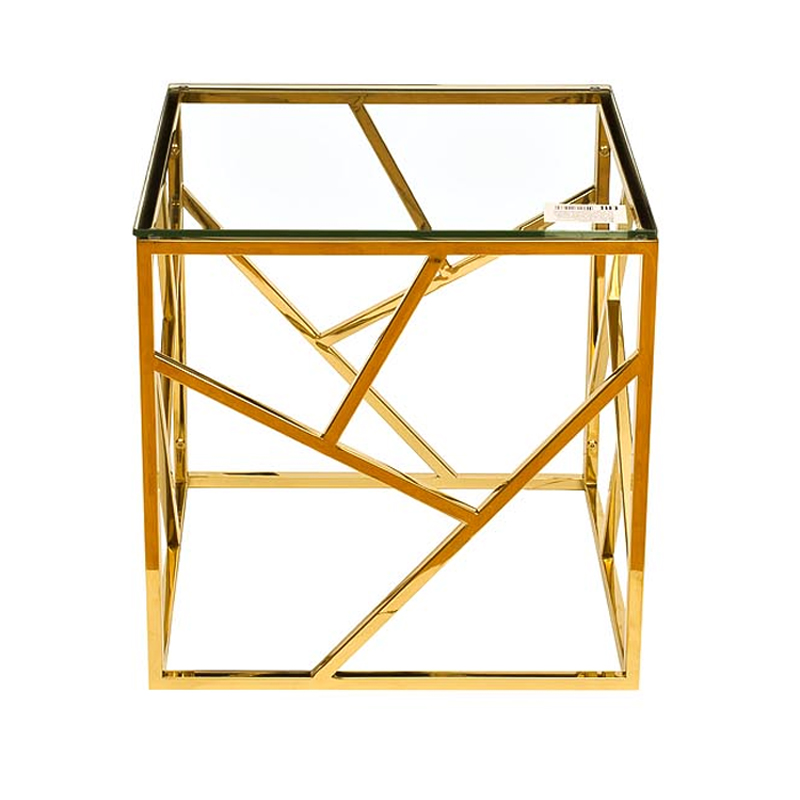 GY-ET2051214GOLD Стол журнальный прозр.стекло/золото 50*50*50см